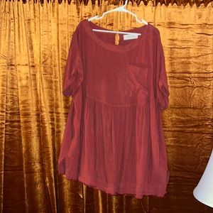 We the free oversized tunic in maroon